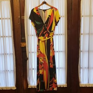Vibrant Ashley Stewart 14/16 Faux Wrap Dress